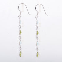 10.63 Ct Peridot, Blue Topaz 925 Sterling Silver Earrings