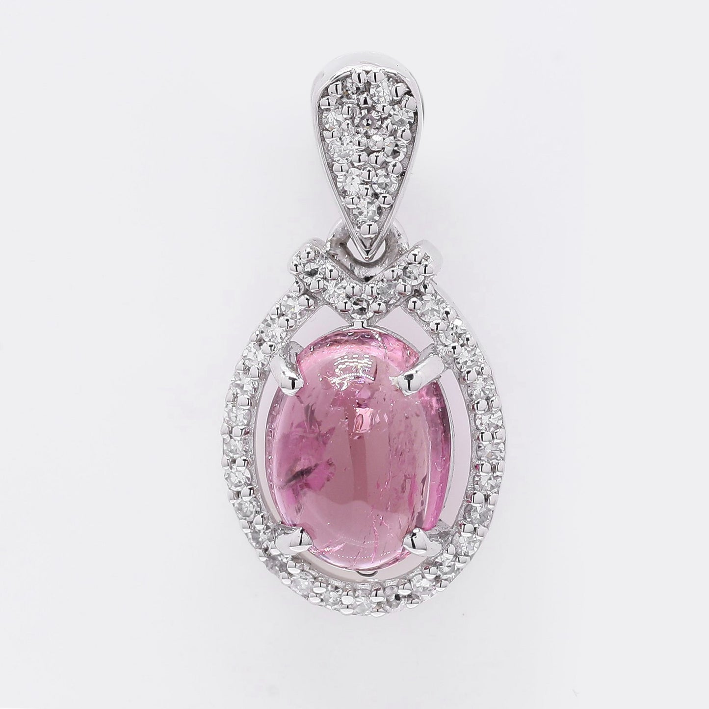 1.49 Ct Oval Cabochon Cut Natural Tourmaline 950 Platinum Pendant