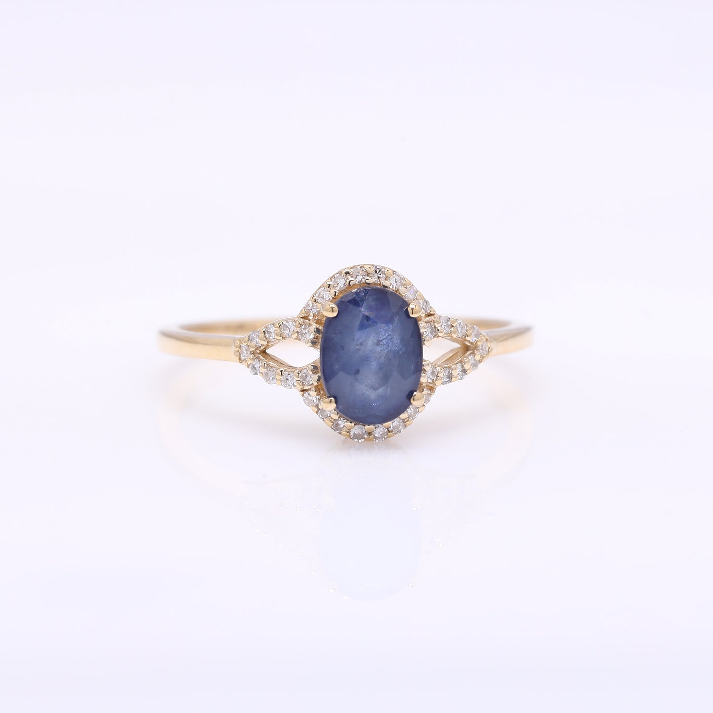 1.43 Ct Oval Mixed Cut Natural Sapphire 14K Gold Ring