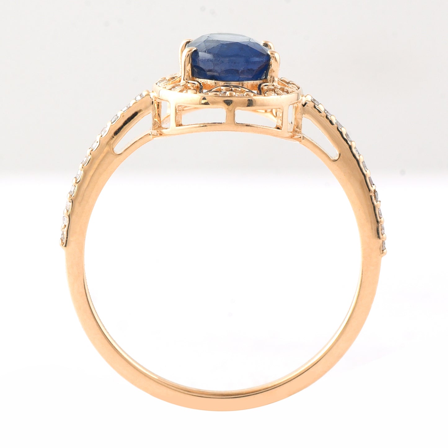 1.69 Ct Oval Mixed Cut Natural Sapphire 14K Gold Ring