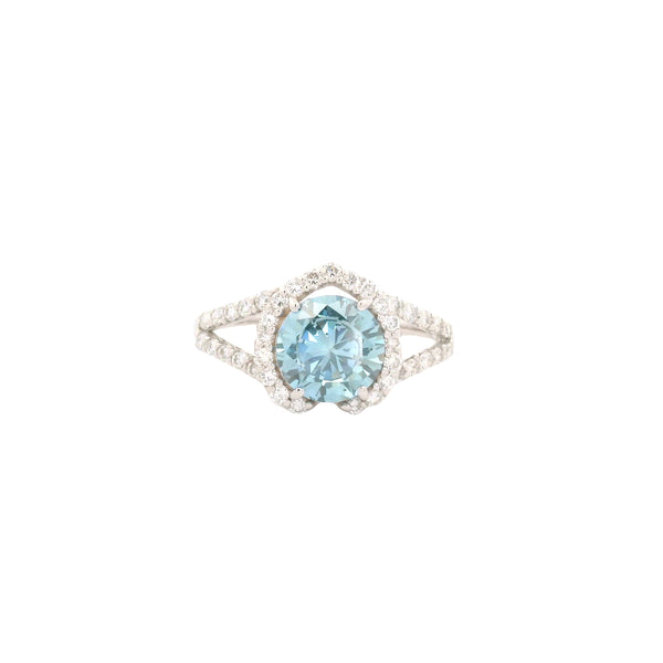 1.94 Carats Blue Lab Grown Diamond 14K Gold Ring