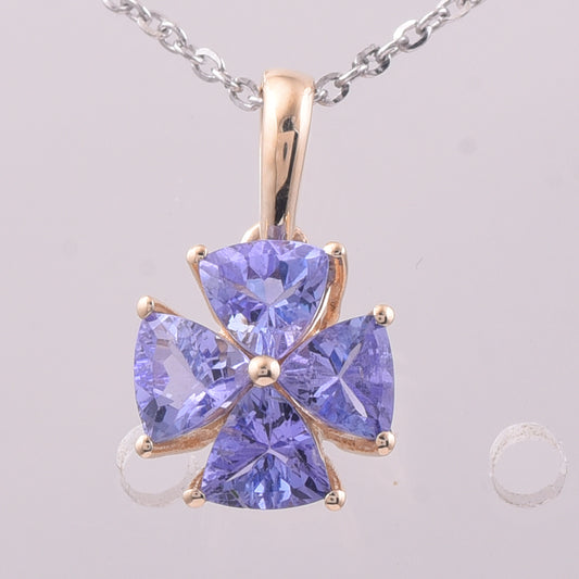 0.88 Ct Trillion Tanzanite 9K Gold Pendant