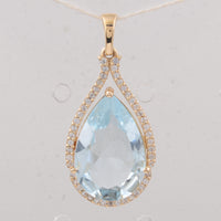 3.84 Ct Pear Aquamarine 9K Gold Pendant