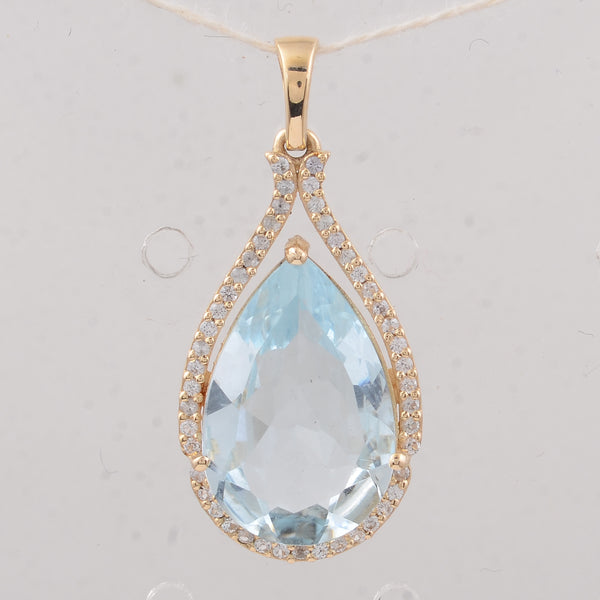 3.84 Ct Pear Aquamarine 9K Gold Pendant