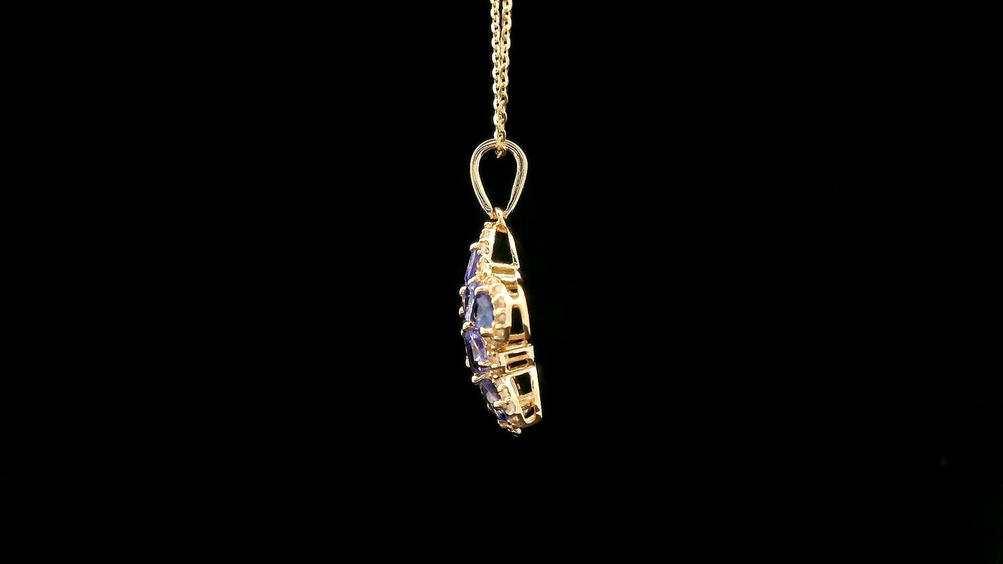 1.85 Ct Round Tanzanite 14K Gold Pendant