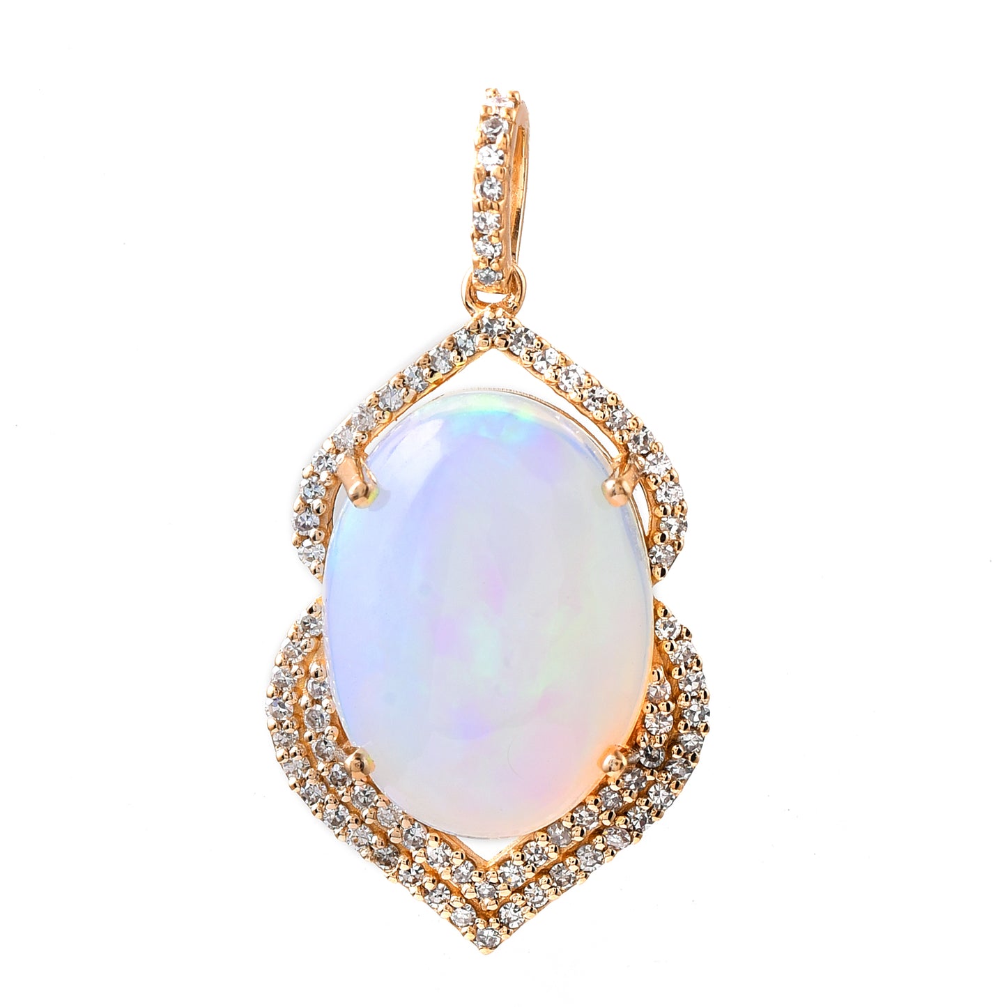 3.88 Ct Oval Cabochon Cut Natural Opal 14K Gold Pendant