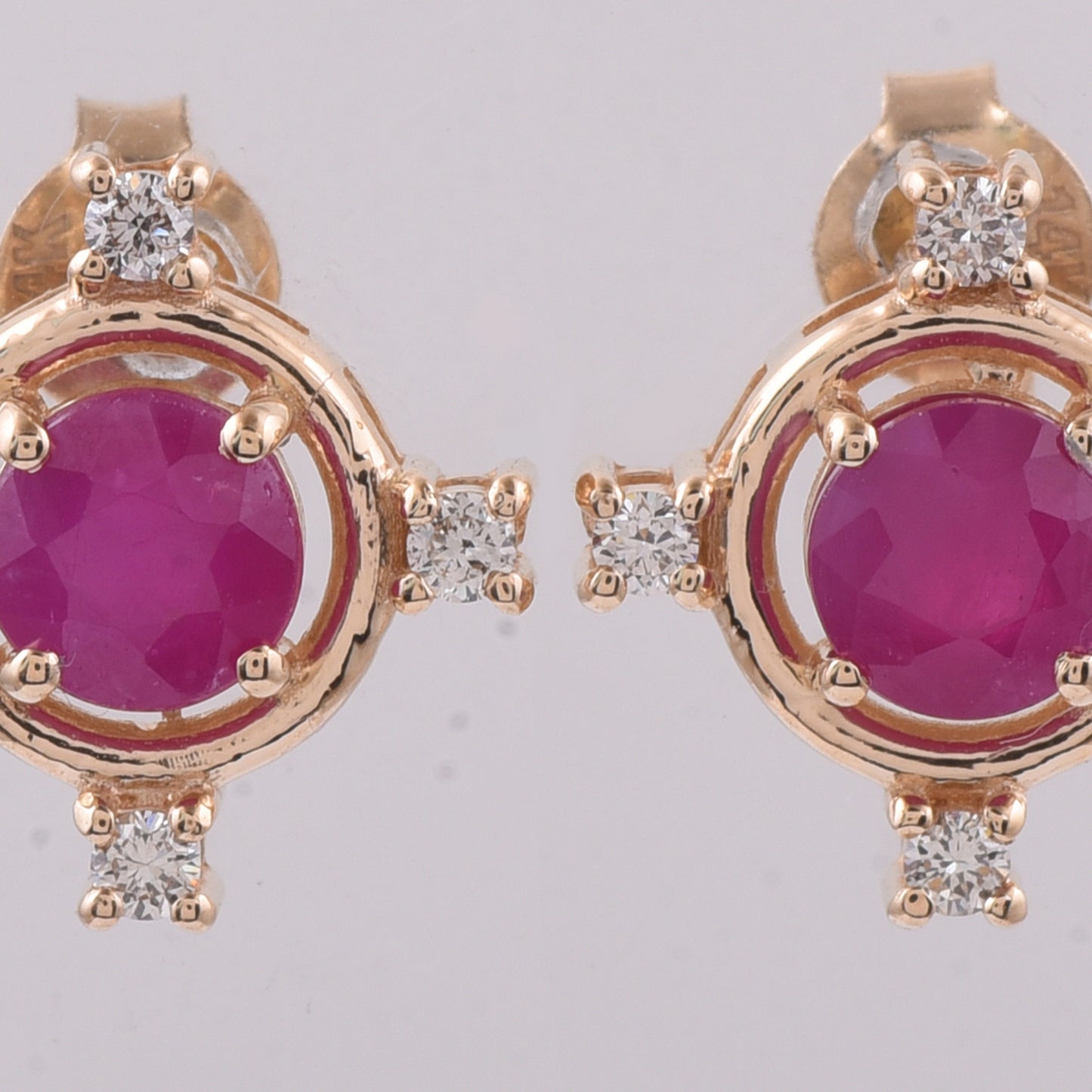 1.78 Ct Round Natural Ruby 14K Gold Earrings