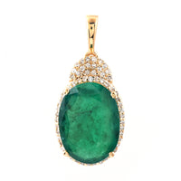 4.65 Ct Oval Mixed Cut Natural Emerald 14K Gold Pendant