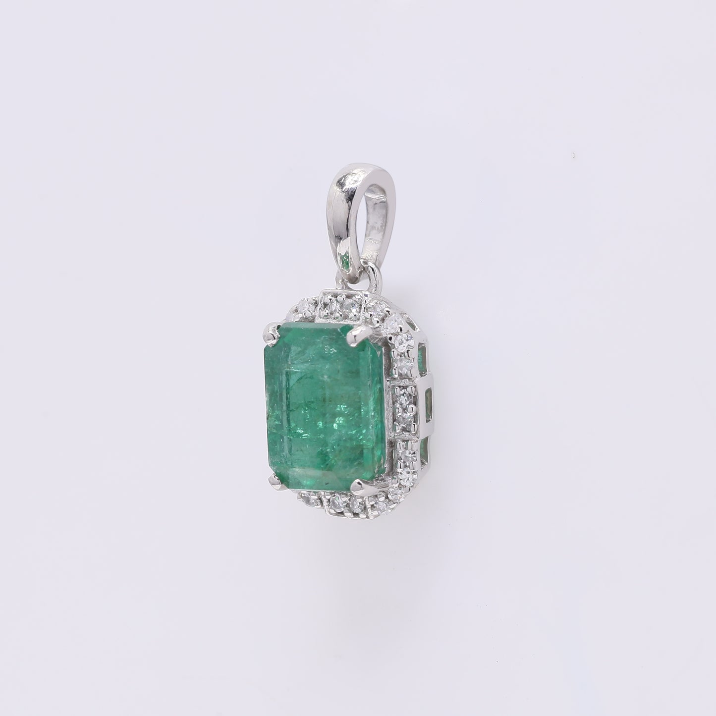 1.89 Ct Octagon Step Cut Natural Emerald 950 Platinum Pendant