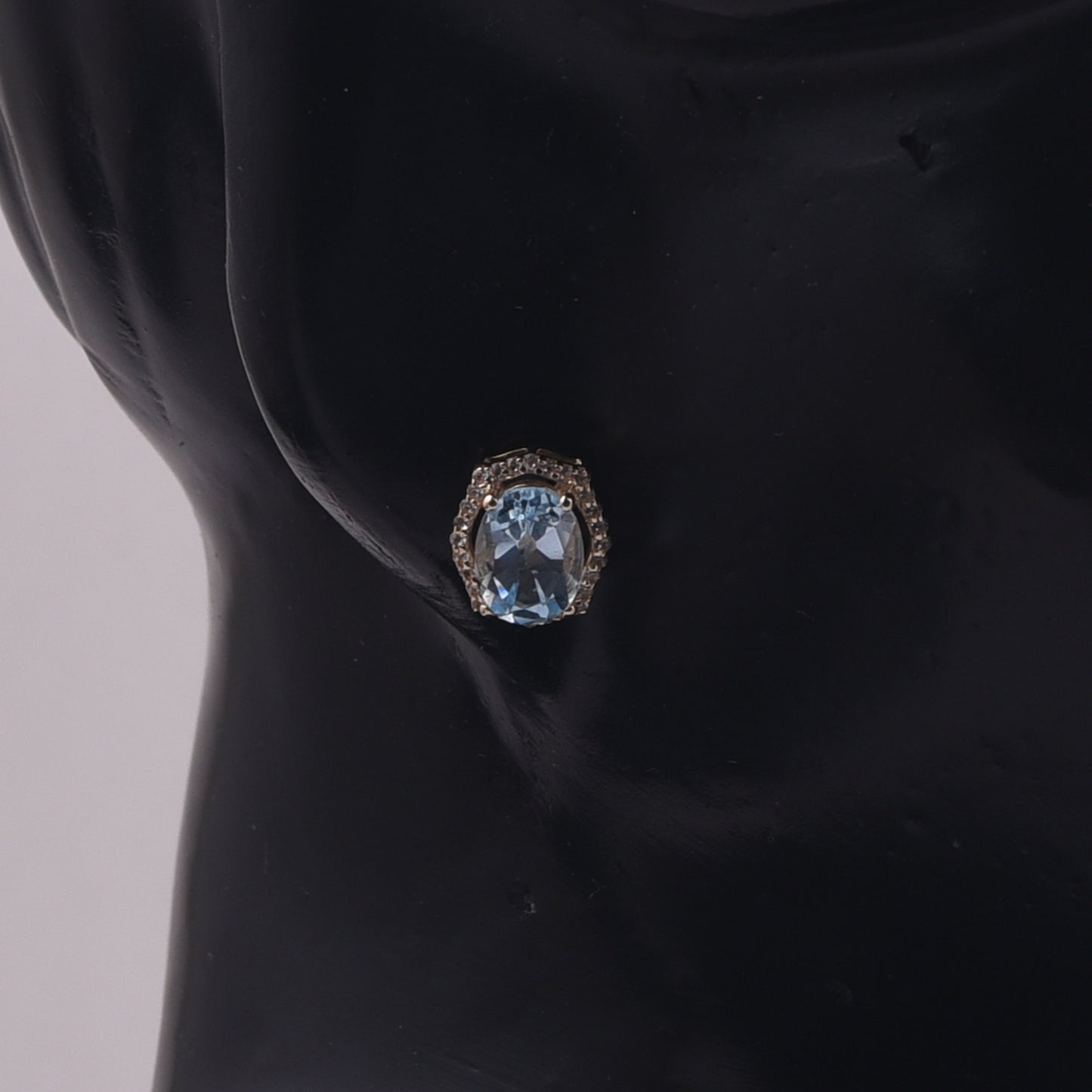3.14 Ct Oval Blue Topaz 9K Gold Earrings