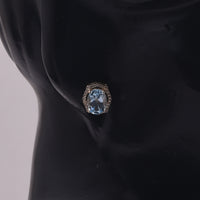 3.14 Ct Oval Blue Topaz 9K Gold Earrings