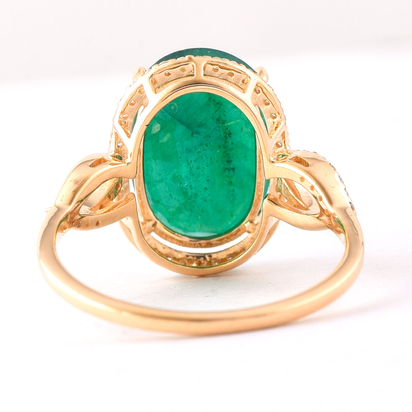 4.62 Ct Oval Mixed Cut Natural Emerald 14K Gold Ring