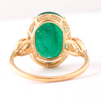 4.62 Ct Oval Mixed Cut Natural Emerald 14K Gold Ring
