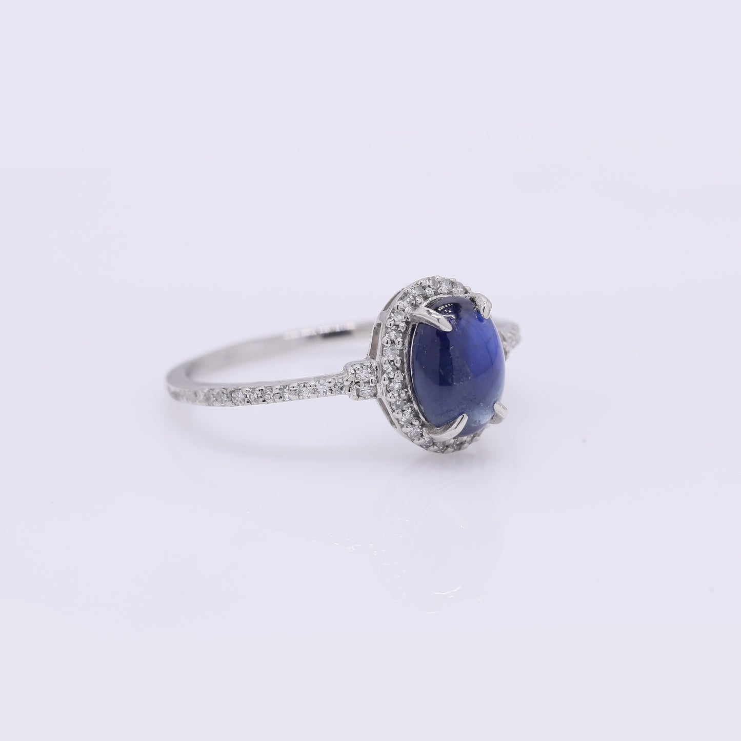 2.00 Ct Oval Cabochon Cut Natural Sapphire 950 Platinum Ring