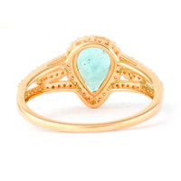 1.15 Ct Pear Mixed Cut Natural Emerald 14K Gold Ring