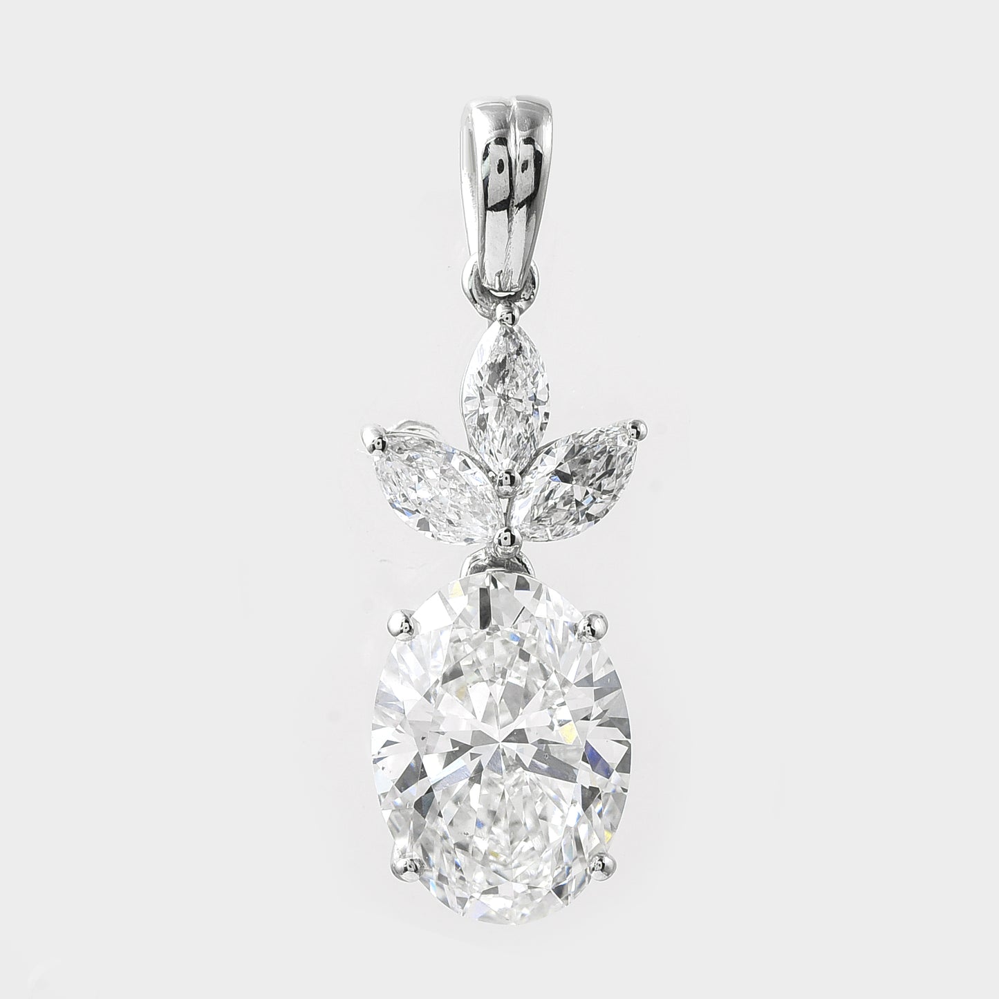 4.04 Ct Oval Lab Grown Diamond 950 Platinum Pendant