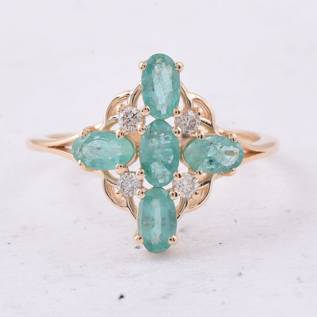 1.18 Ct Oval Natural Emerald 14K Gold Ring