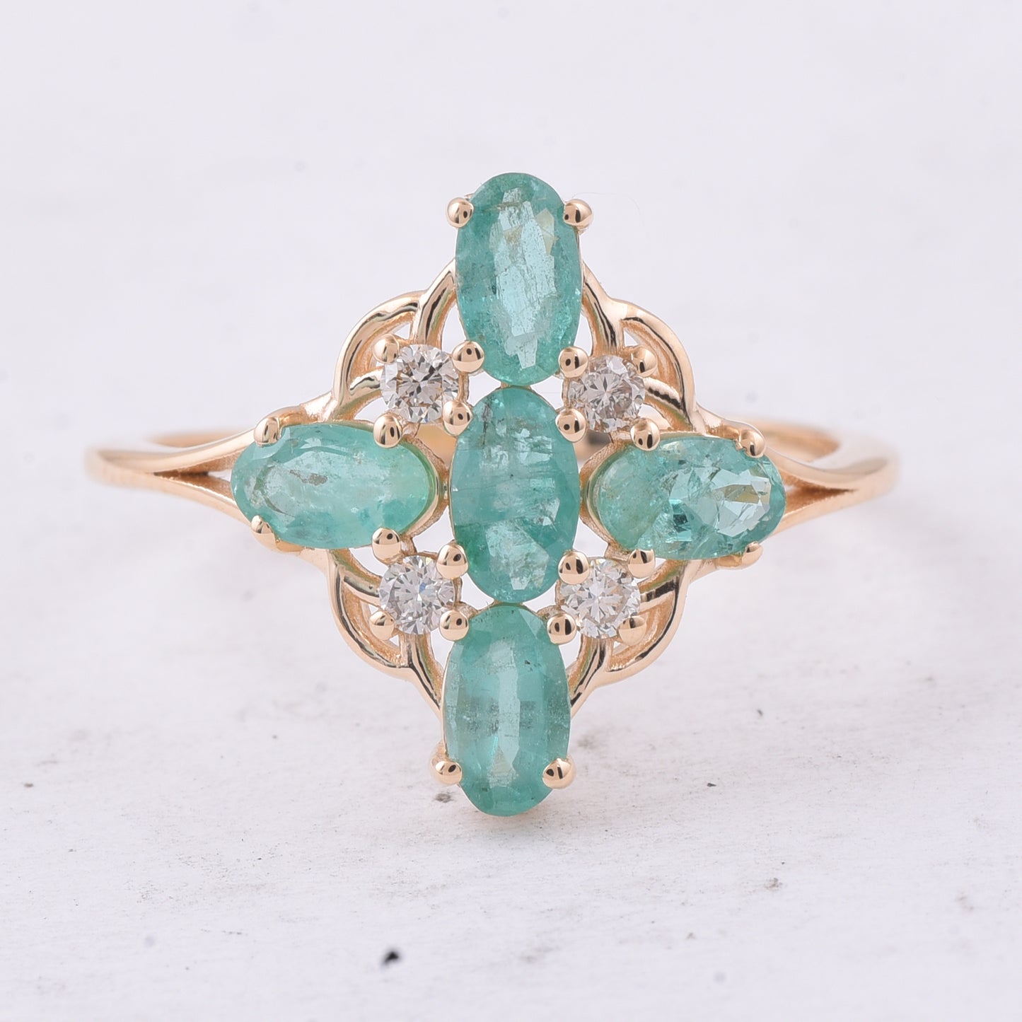 1.18 Ct Oval Natural Emerald 14K Gold Ring