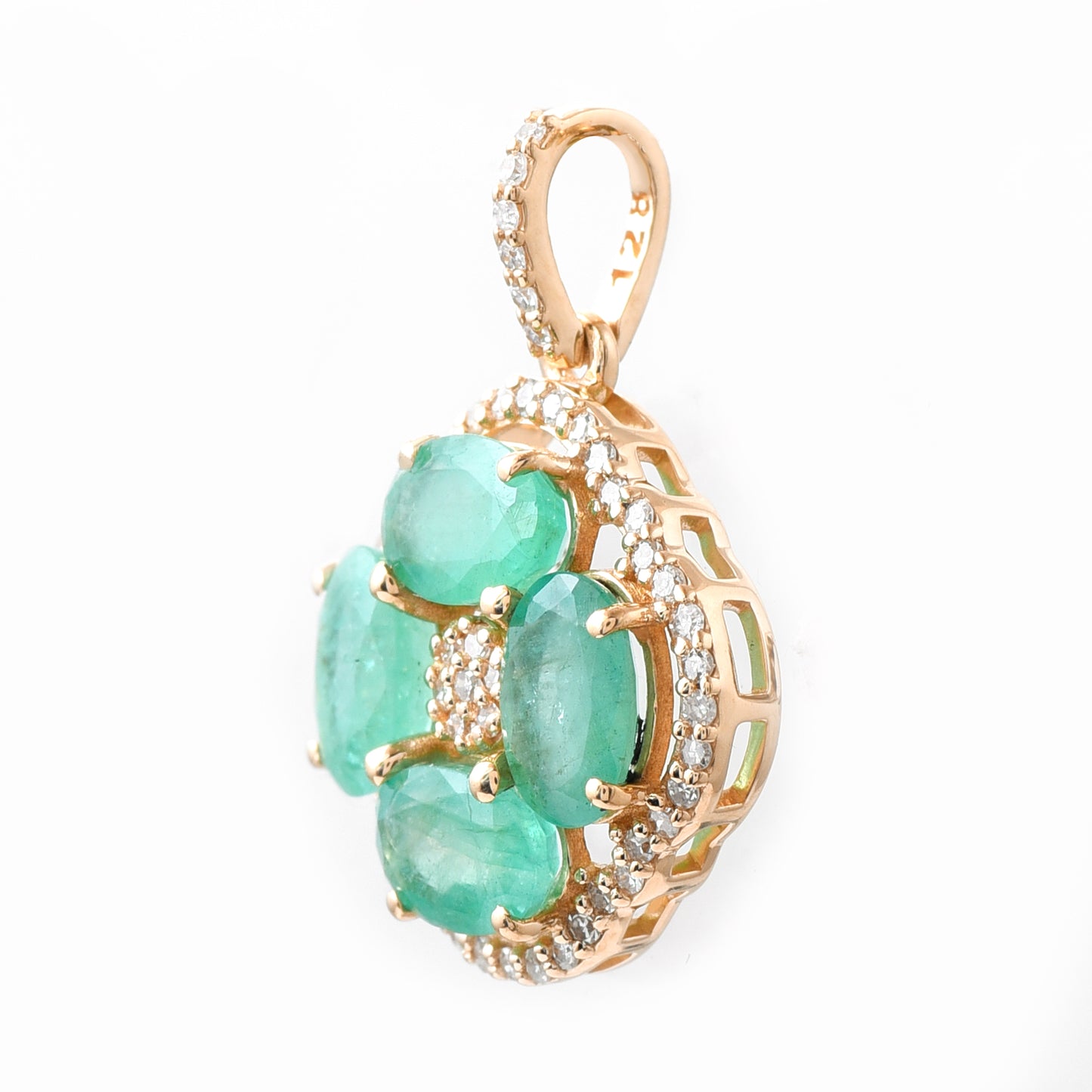 2.05 Ct Oval Mixed Cut Natural Emerald 14K Gold Pendant