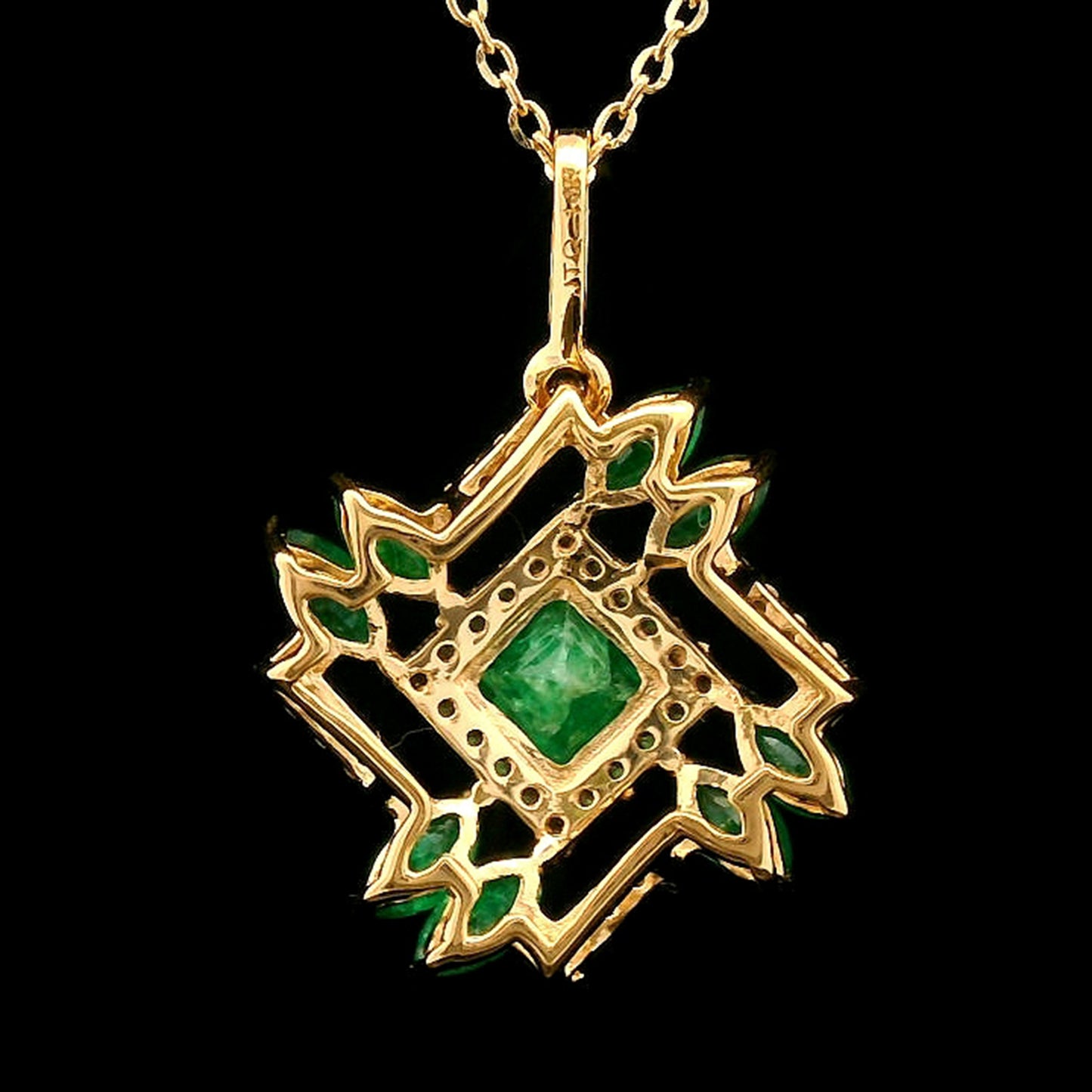 1.19 Ct Square Emerald 14K Gold Pendant