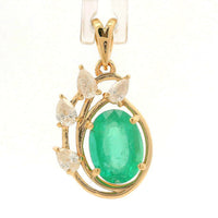 1.26 Ct Oval Emerald 14K Gold Pendant