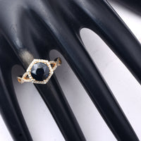 3.19 Ct Round Mixed Cut Natural Sapphire 14K Gold Ring