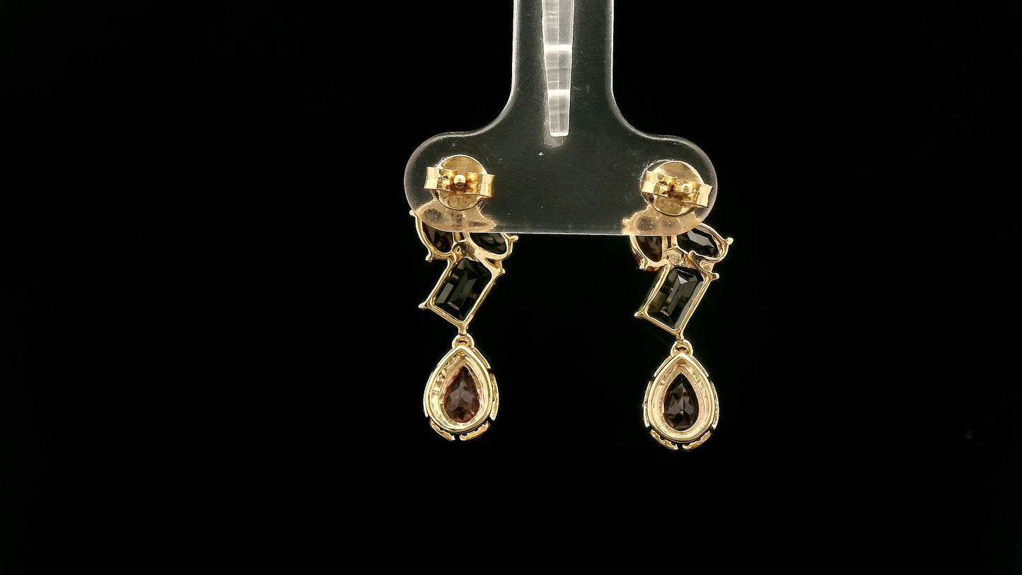 3.59 Ct Pear Tourmaline 14K Gold Earrings