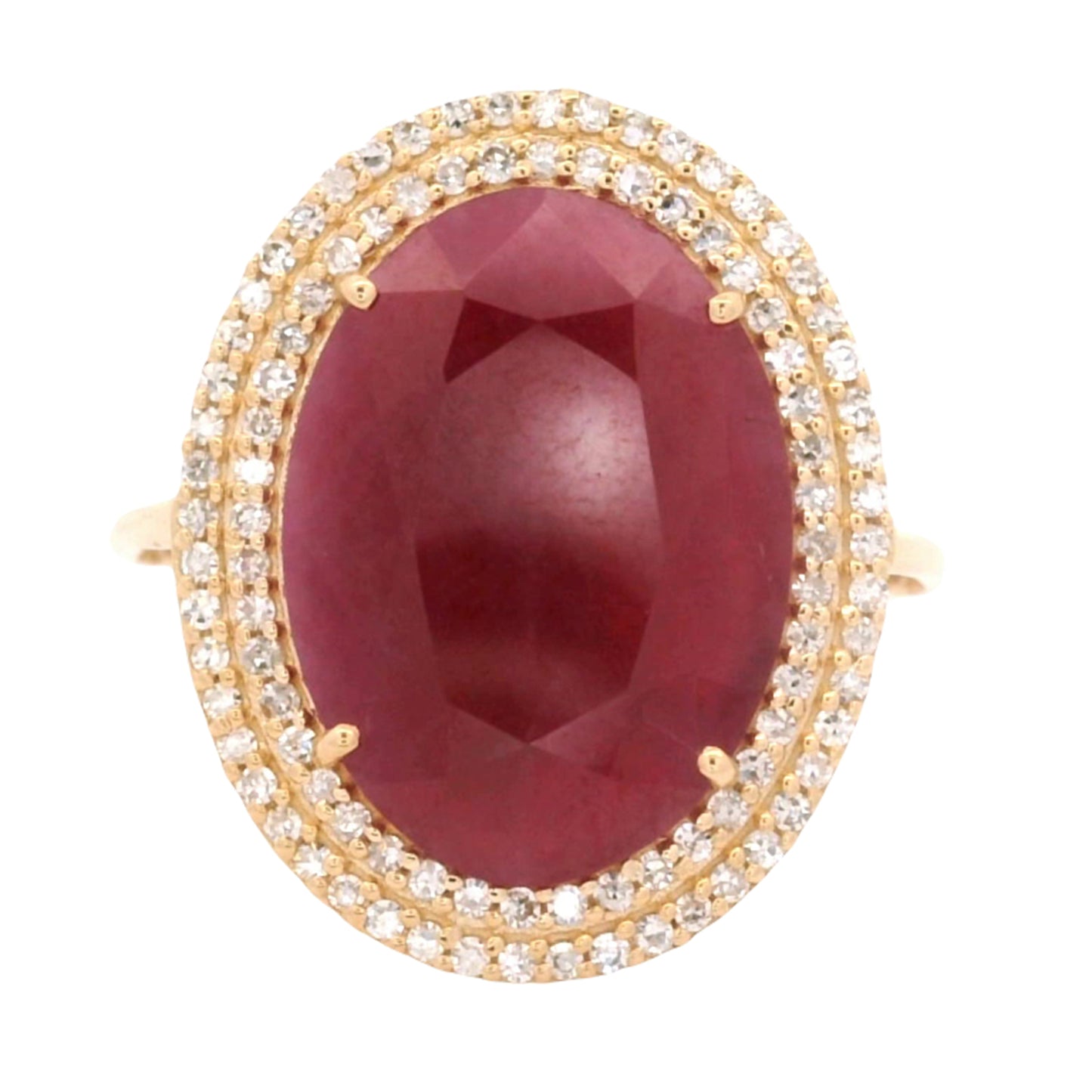 6.67 Ct Oval Mixed Cut Natural Ruby 14K Gold Ring