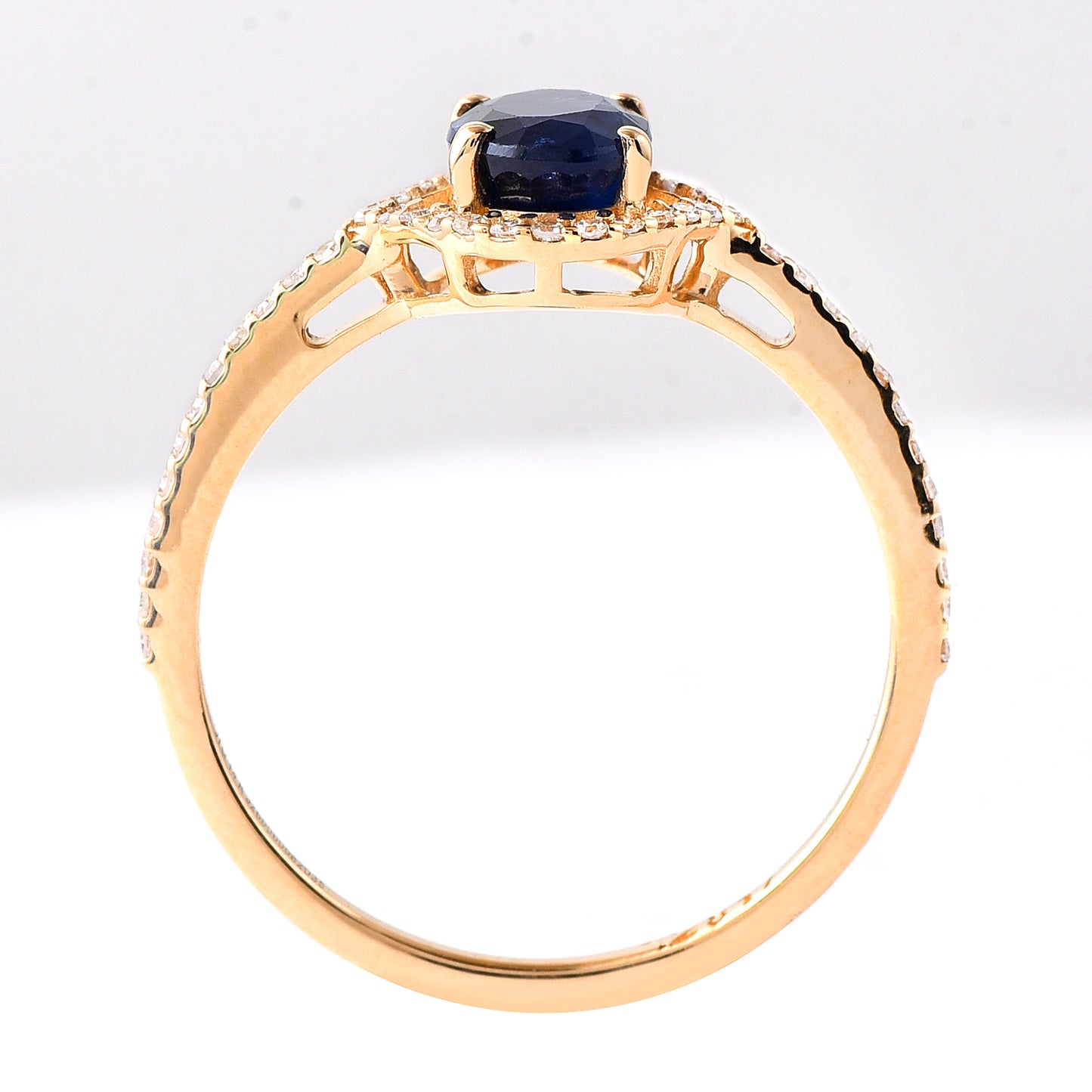 1.42 Ct Oval Mixed Cut Natural Sapphire 14K Gold Ring
