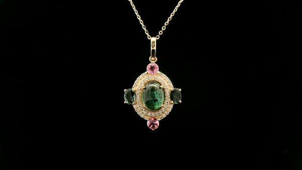 2.05 Ct Oval Tourmaline 14K Gold Pendant