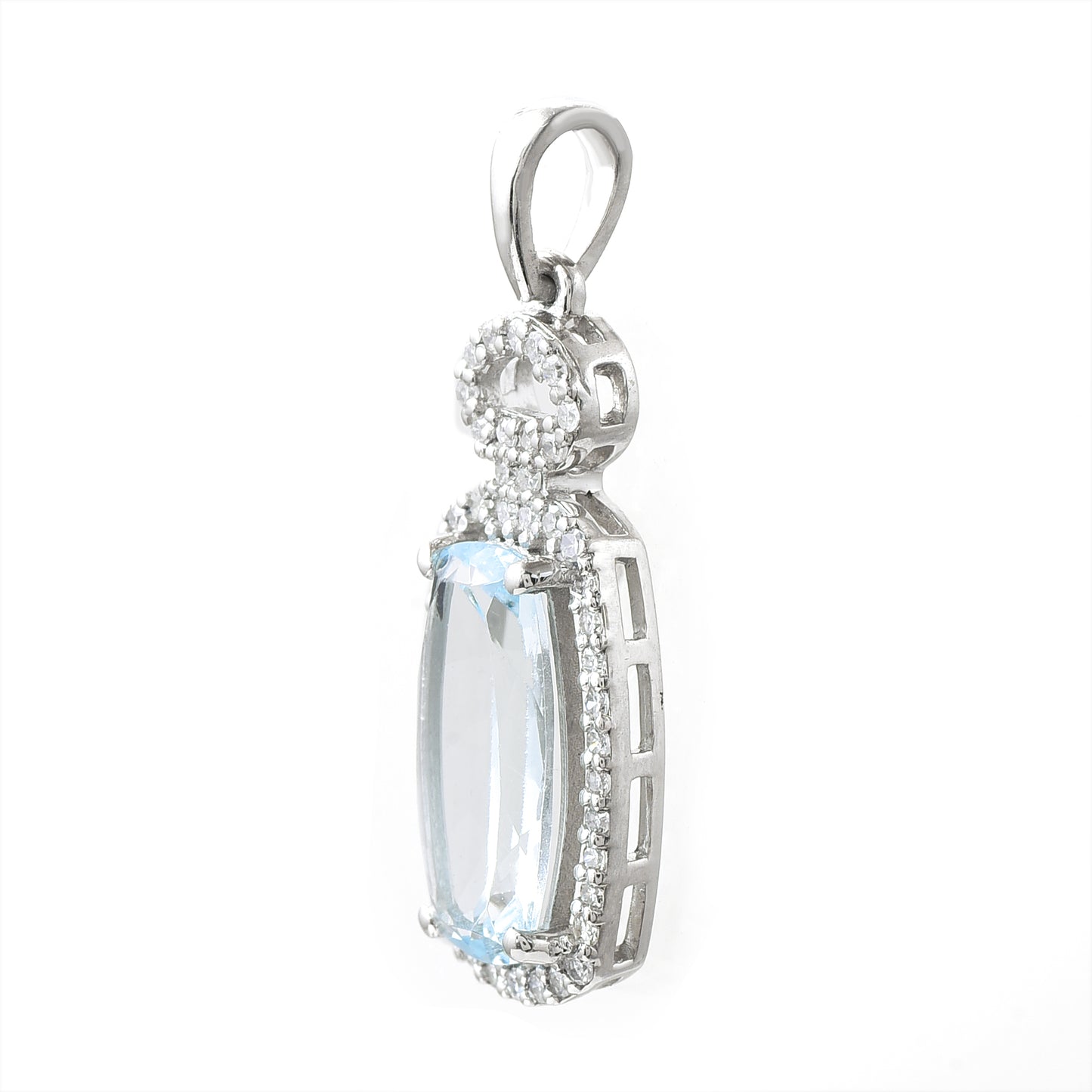 1.41 Ct Cushion Aquamarine 950 Platinum Pendant