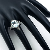 2.86 Ct Oval Mixed Cut Natural Aquamarine 950 Platinum Ring