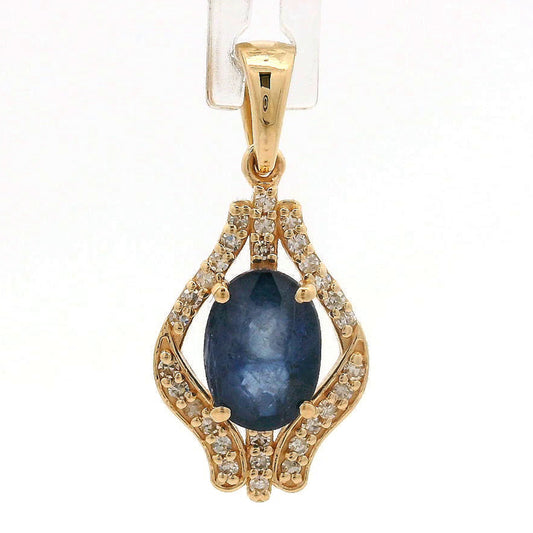 1.30 Ct Oval Sapphire 14K Gold Pendant