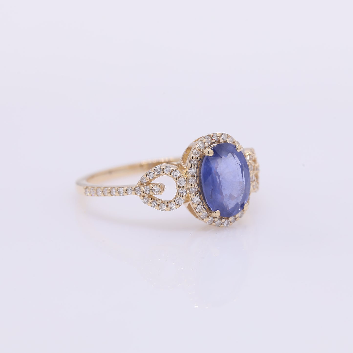 1.88 Ct Oval Mixed Cut Natural Sapphire 14K Gold Ring
