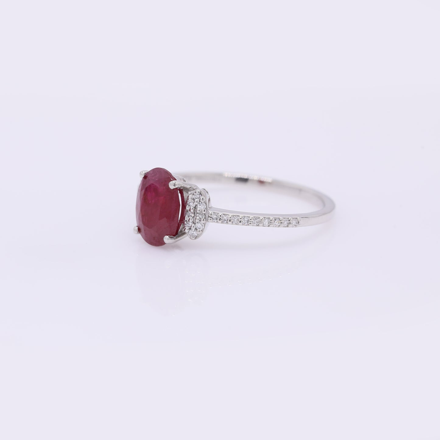 1.54 Ct Oval Mixed Cut Natural Ruby 950 Platinum Ring
