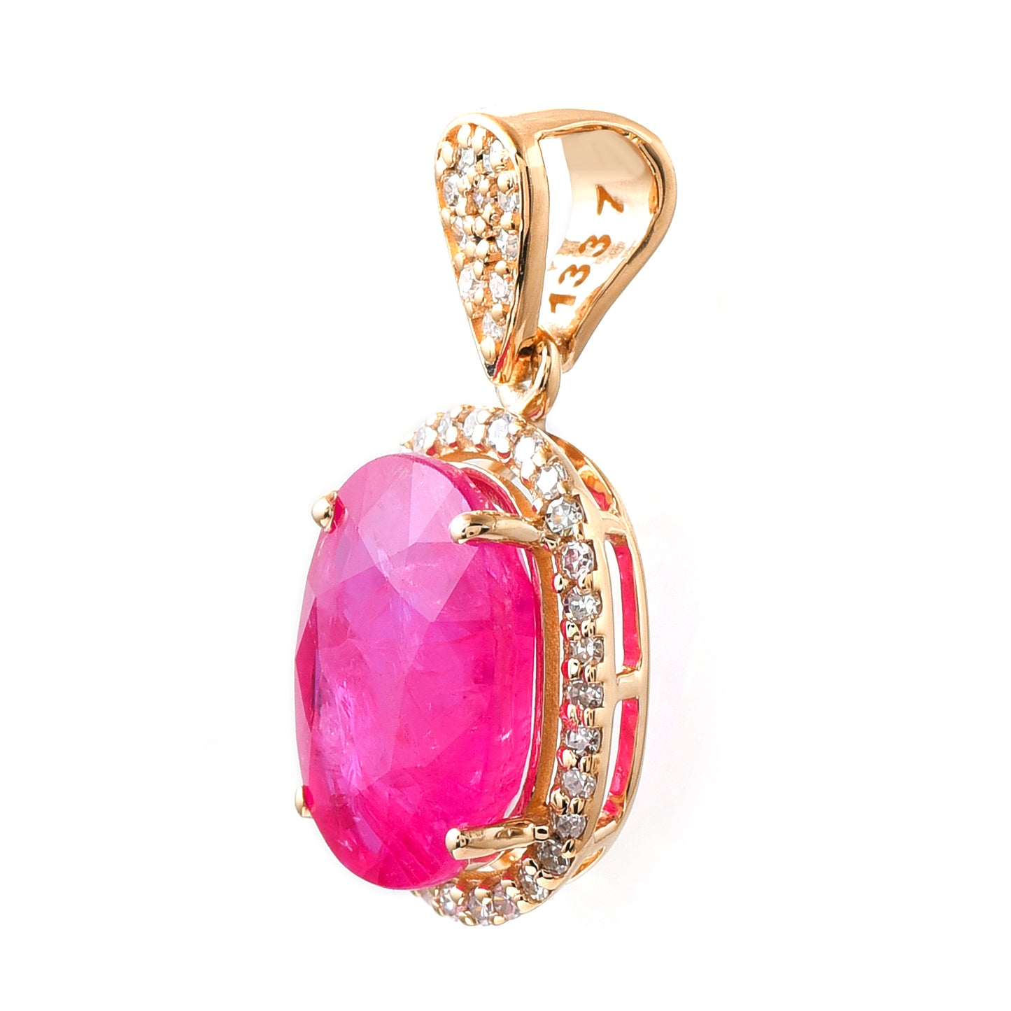 3.21 Ct Oval Ruby 14K Gold Pendant