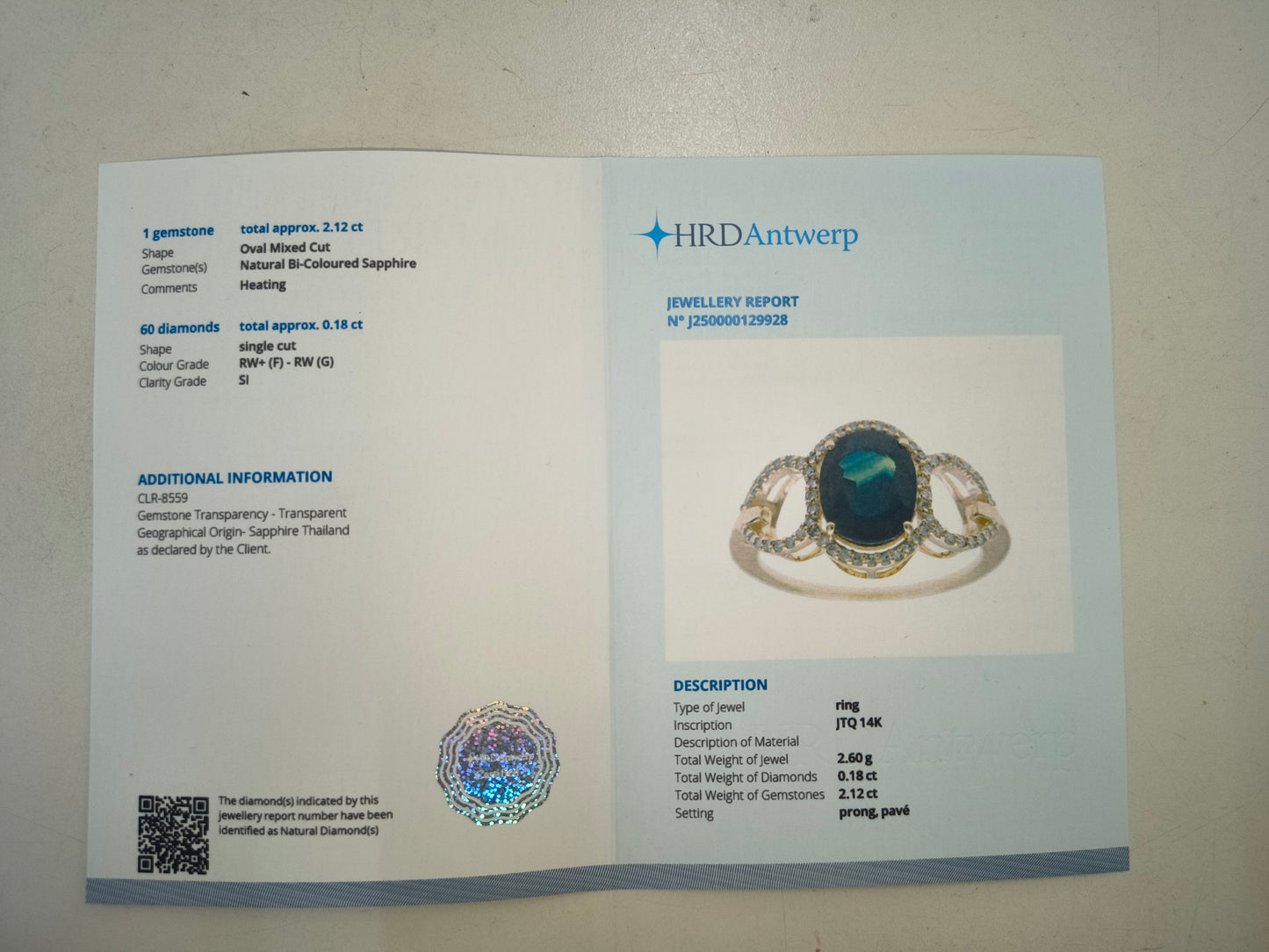 2.30 Ct Oval Natural Sapphire 14K Gold Ring