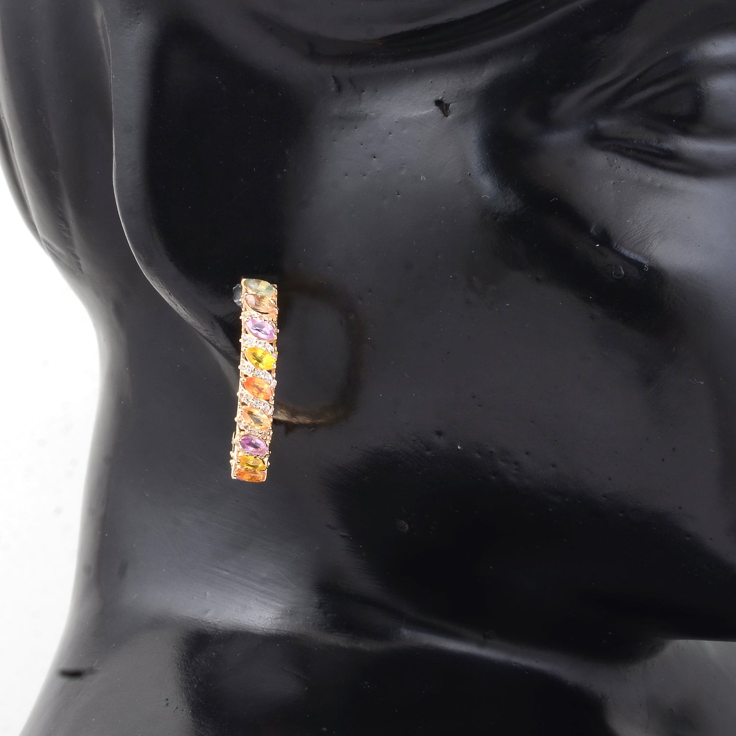 3.12 Ct Marquise Multi Sapphire 14K Gold Earrings