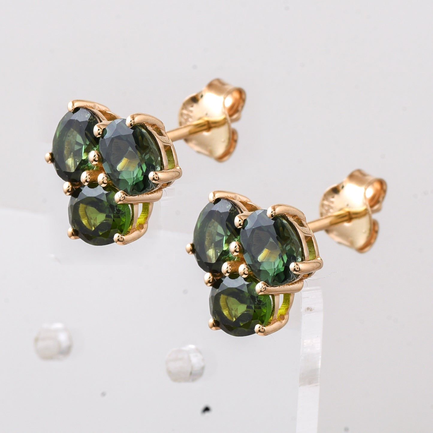 2.20 Ct Oval Multi Tourmaline 14K Gold Earrings