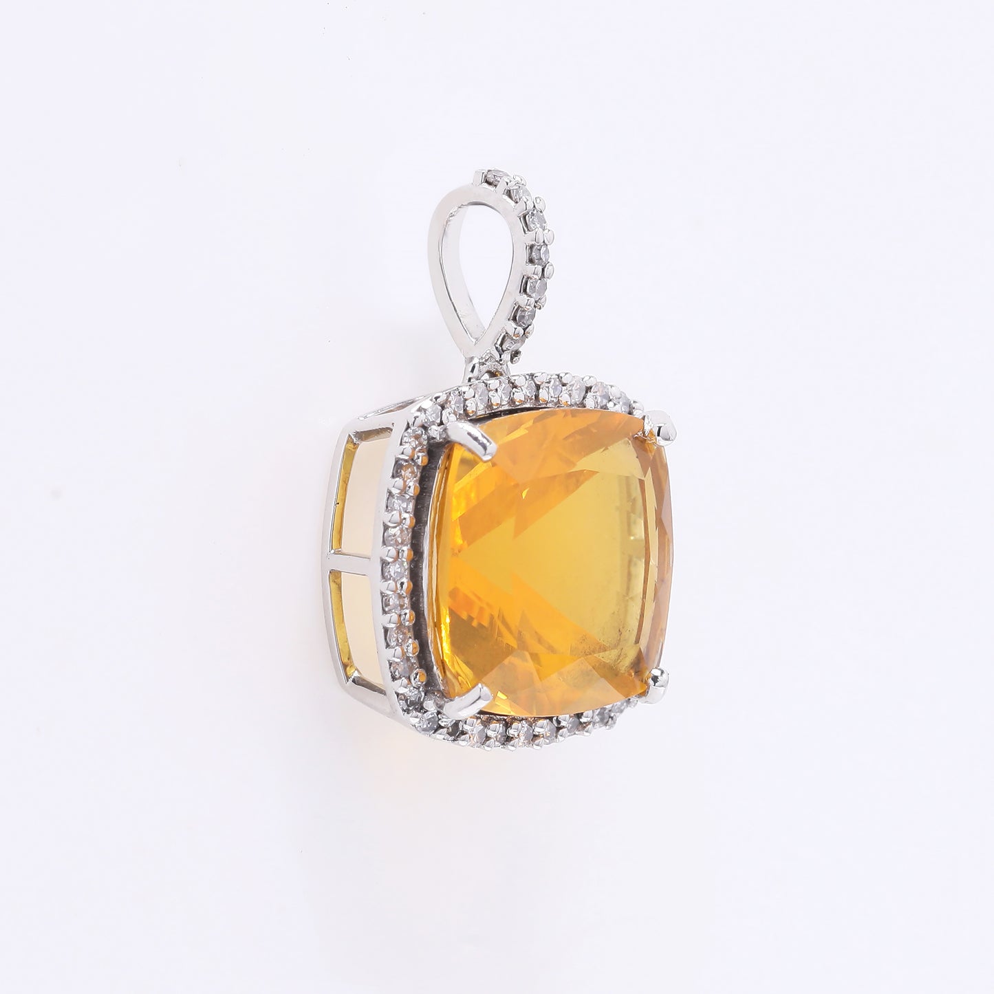 3.10 Ct Cushion Mixed Cut Natural Fire Opal 950 Platinum Pendant