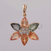 3.18 Ct Pear Natural Multi Coloured Sapphire 14K Gold Pendant