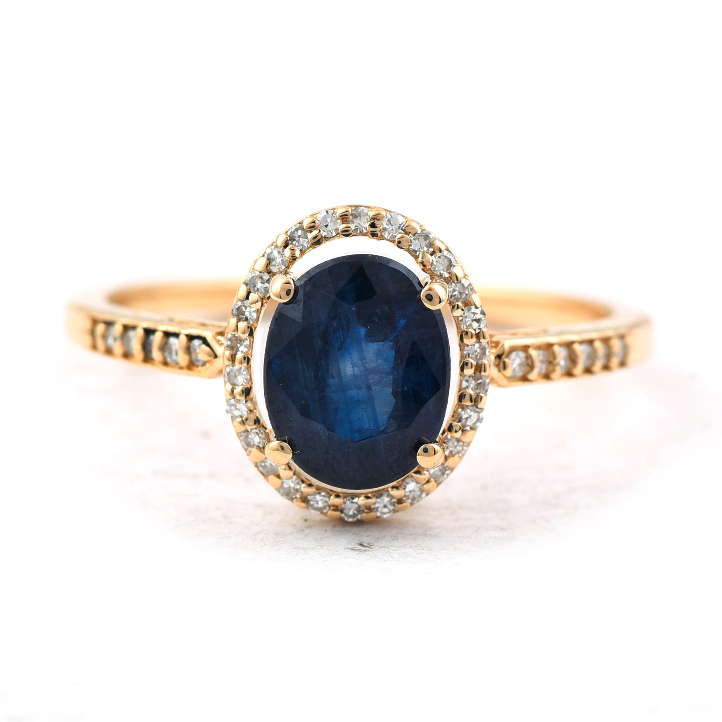 1.92 Ct Oval Mixed Cut Natural Sapphire 14K Gold Ring