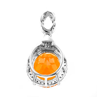 2.51 Ct Oval Mixed Cut Natural Fire Opal 950 Platinum Pendant