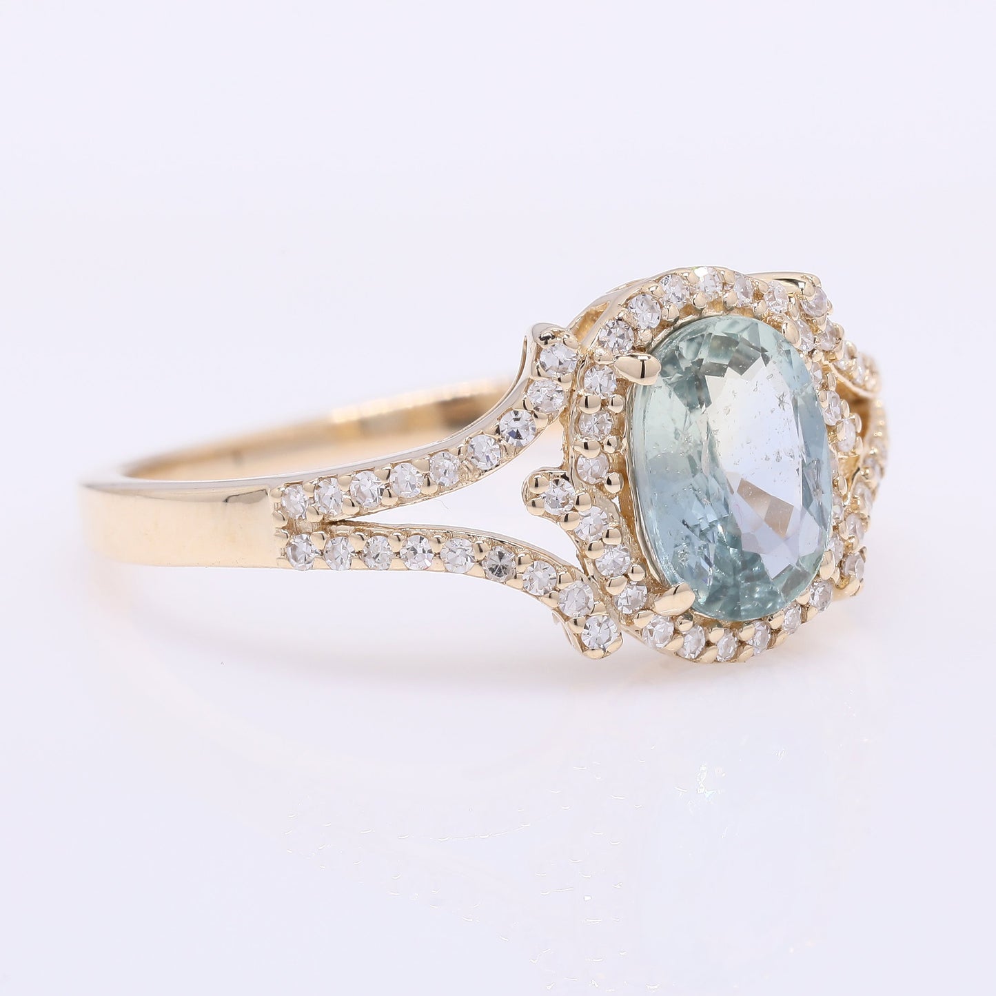 1.42 Ct Oval Mixed Cut Natural Sapphire 14K Gold Ring