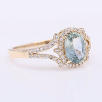 1.42 Ct Oval Mixed Cut Natural Sapphire 14K Gold Ring