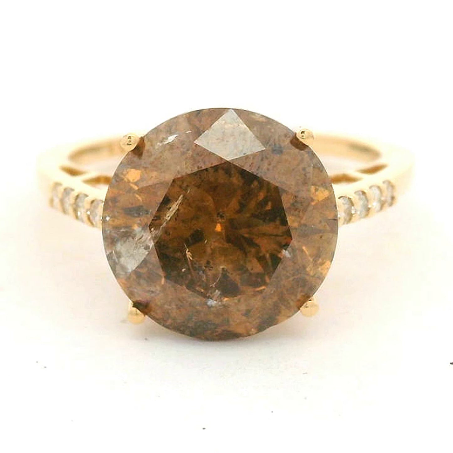 5.91 Ct Round Brown Diamond 14K Gold Ring