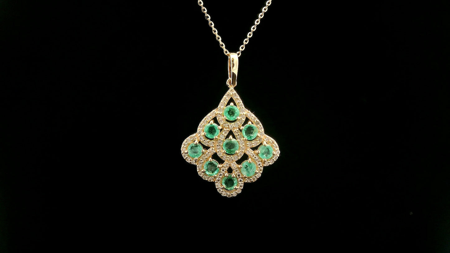 1.30 Ct Round Emerald 14K Gold Pendant