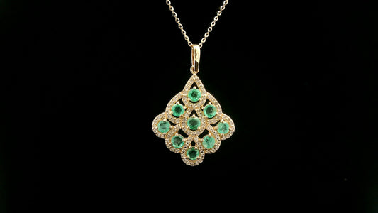 1.30 Ct Round Emerald 14K Gold Pendant