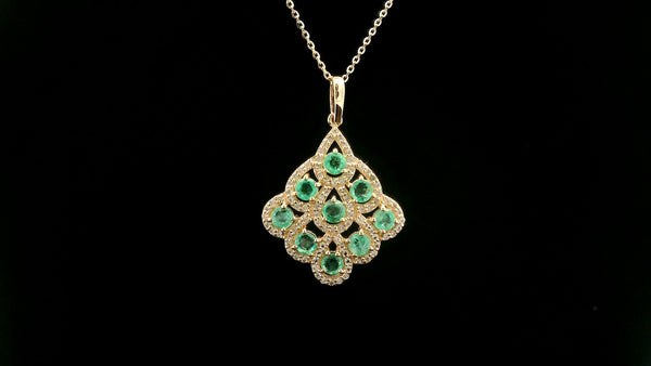 1.30 Ct Round Emerald 14K Gold Pendant