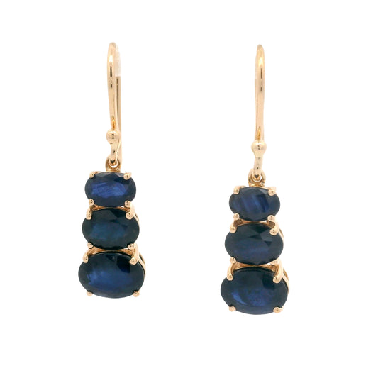 6.24 Ct Oval Sapphire 14K Gold Earrings
